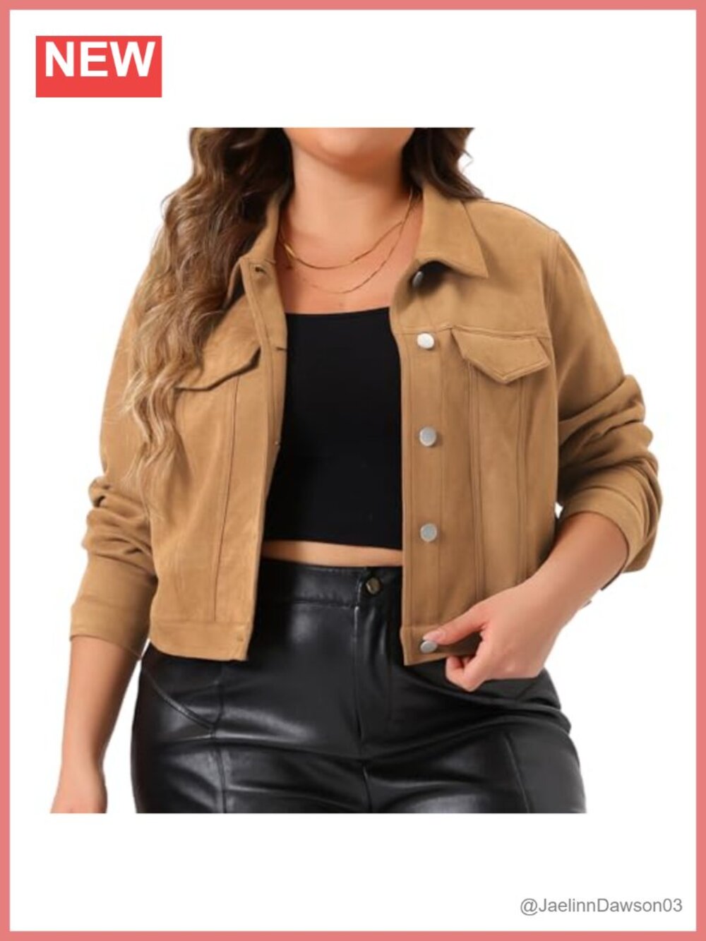 Plus Size Crop Moto Biker Faux Leather Suede Jacket Long Sleeve